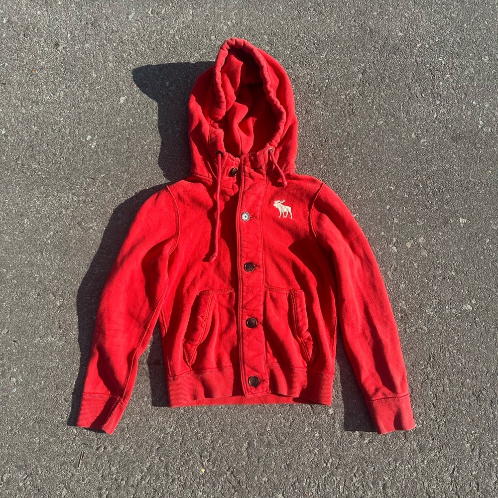 Abercrombie and Fitch Red Heavyweight Hoodie